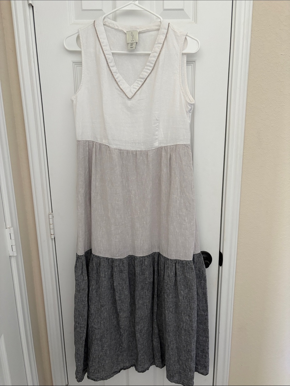 Joie White Linen-Blend V-Neck Dress